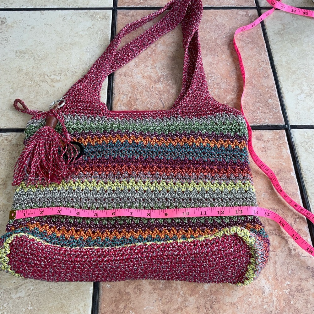 The Sak Knit multicolored LG slouchy purse Shoulder bag Red, Blue, Orange Green - Picture 11 of 11